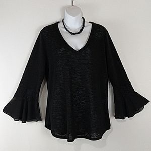 New York & Co Soho | V-Neck Black Slub Knit Top